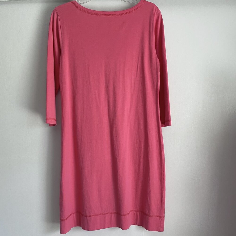 Lilly Pulitzer Palmetto Dress Size M Island Coral Pink Henley V Neck Shirtdress - Picture 5 of 15